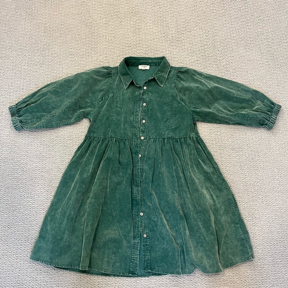 Pinkblush Corduroy Emerald Balloon Sleeve Dress